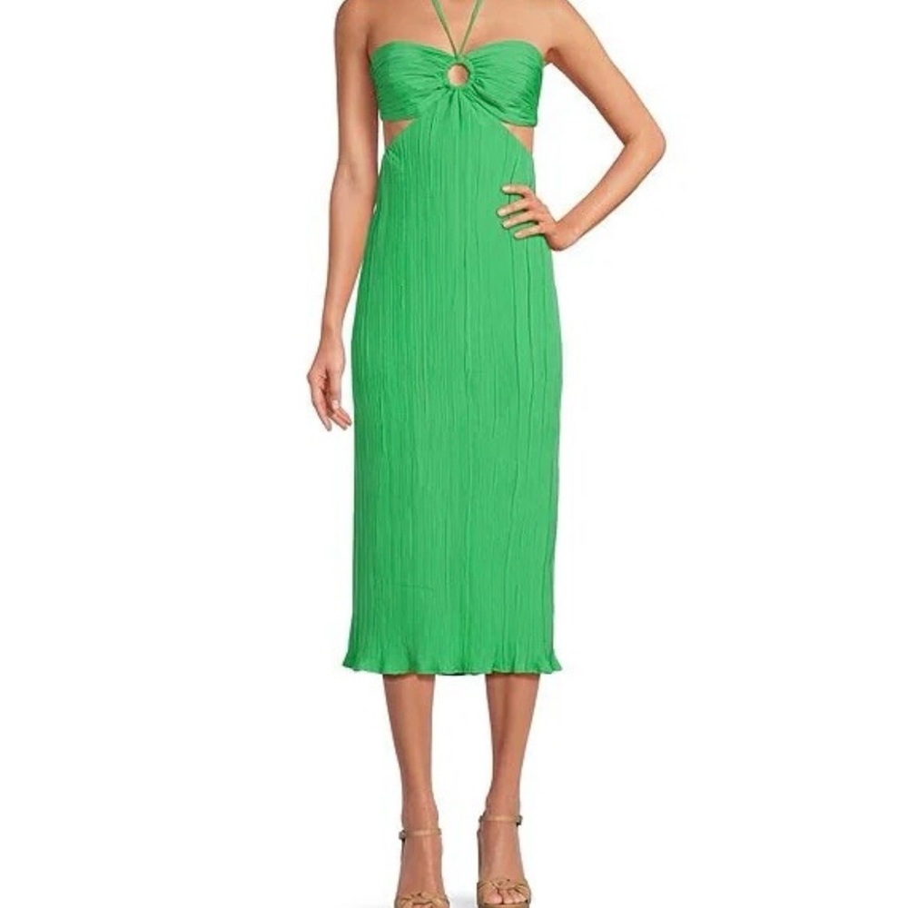 Gianni Bini Sophie Plisse Halter Midi Dress